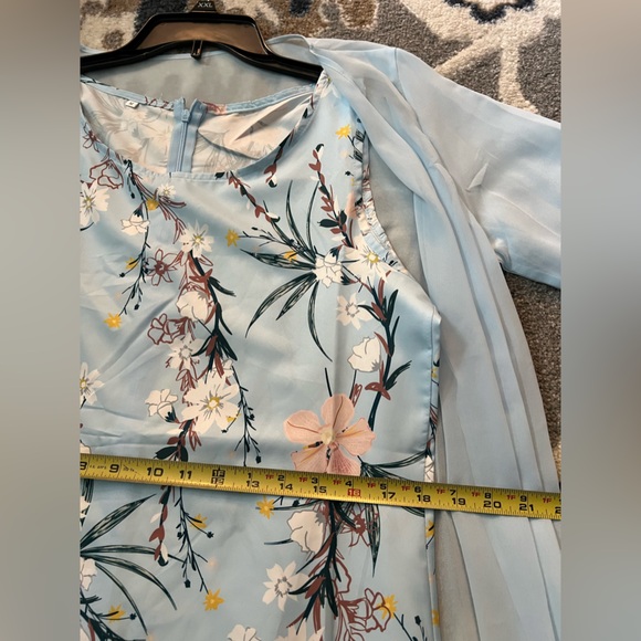 Floral Print Round Neck Tank Dress & Long Sleeve Coat Outfits Two Piece Set - Picture 6 of 8